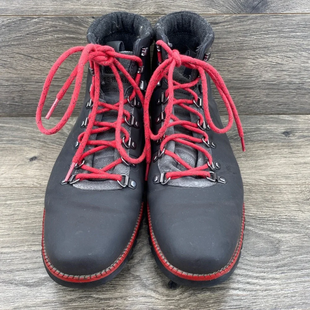Cole Haan Zerogrand Waterproof Hiker Boots Mens 10.5 Black Red Leather C31400